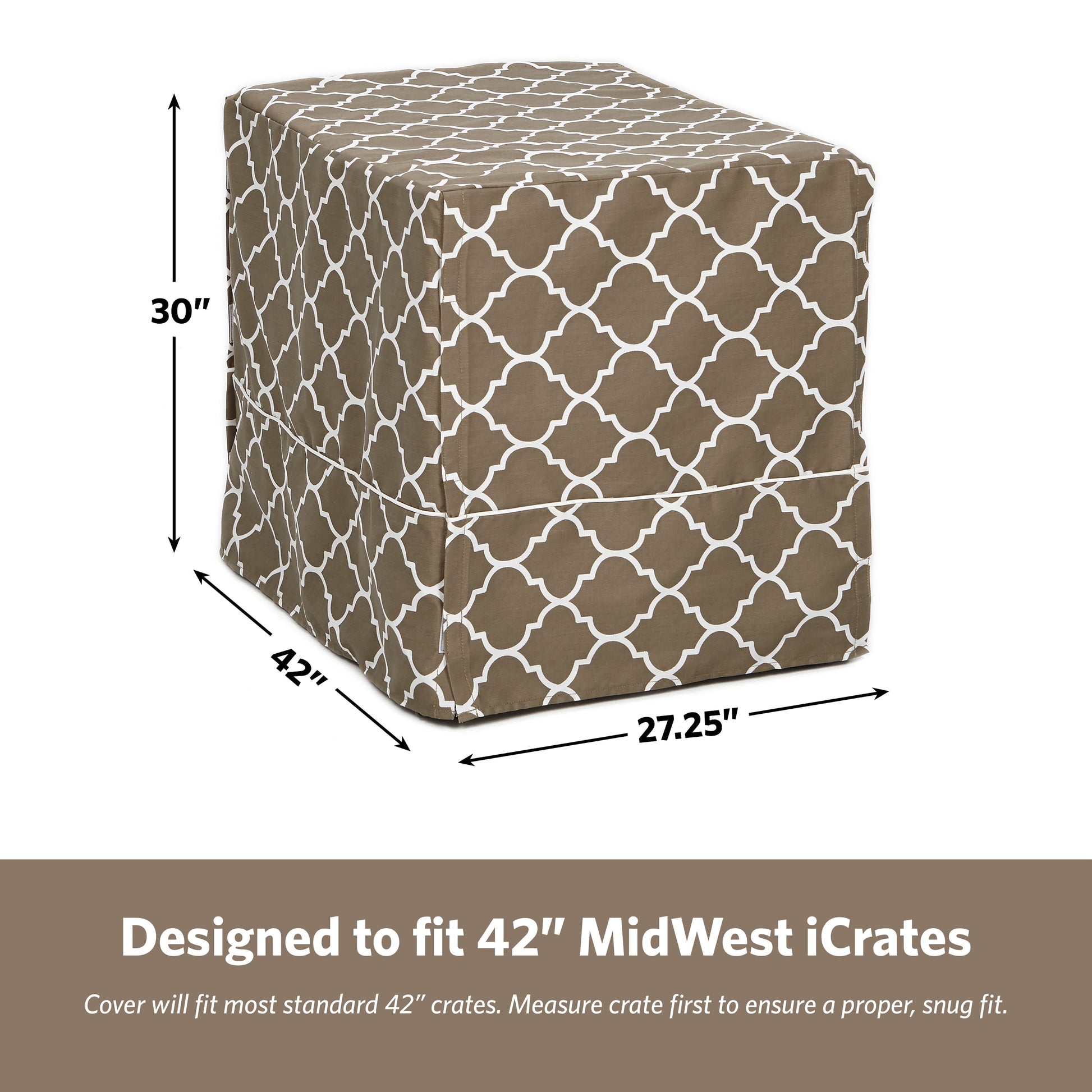 Dog Crate Cover, Brown Geometric Pattern, 42"