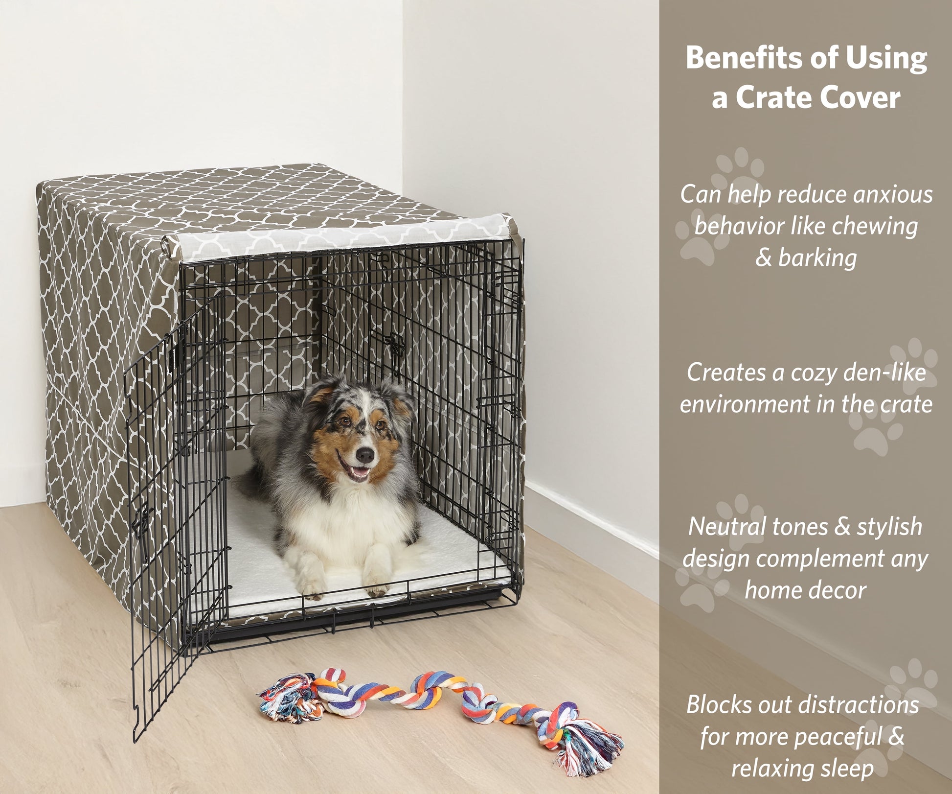 Dog Crate Cover, Brown Geometric Pattern, 42"