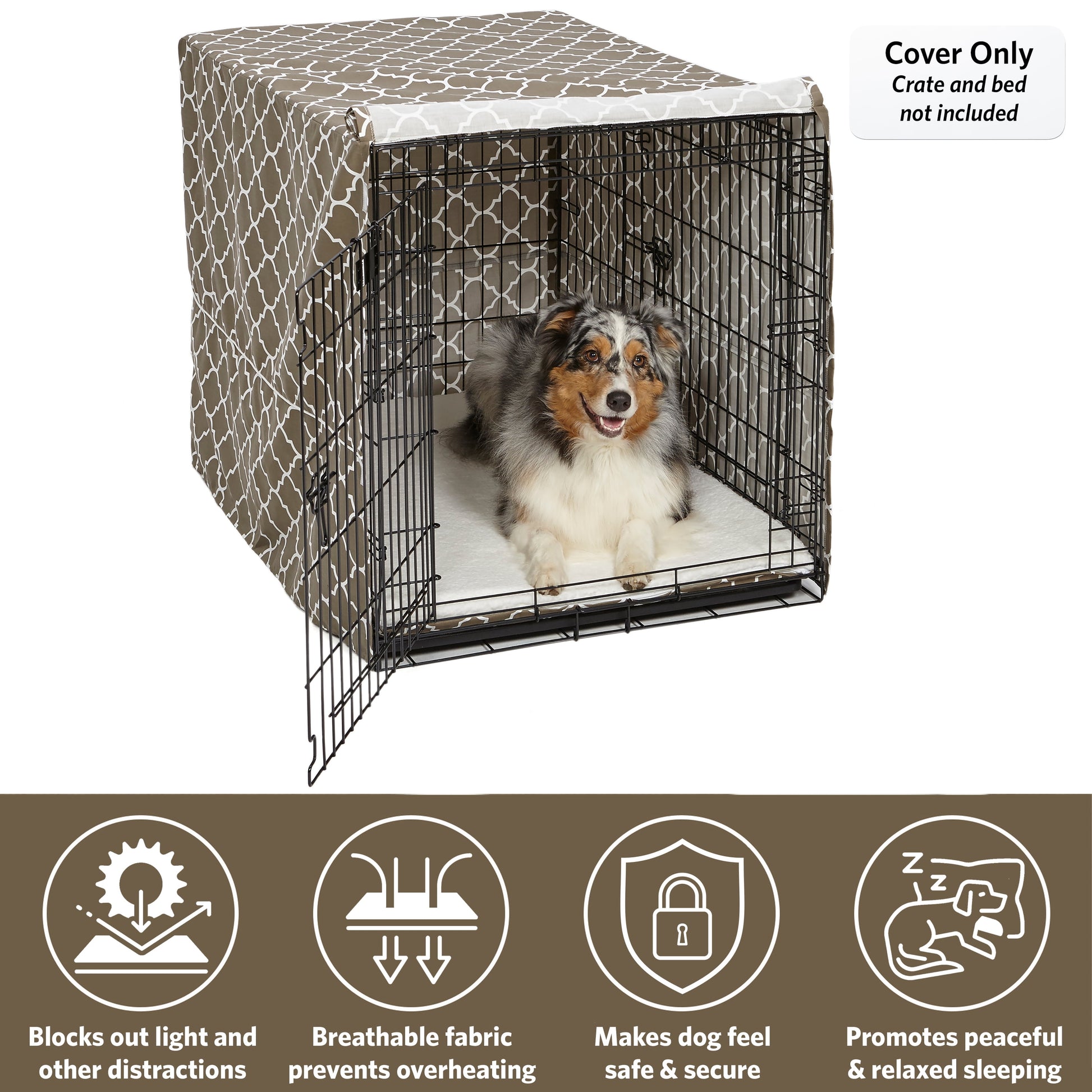 Dog Crate Cover, Brown Geometric Pattern, 42"
