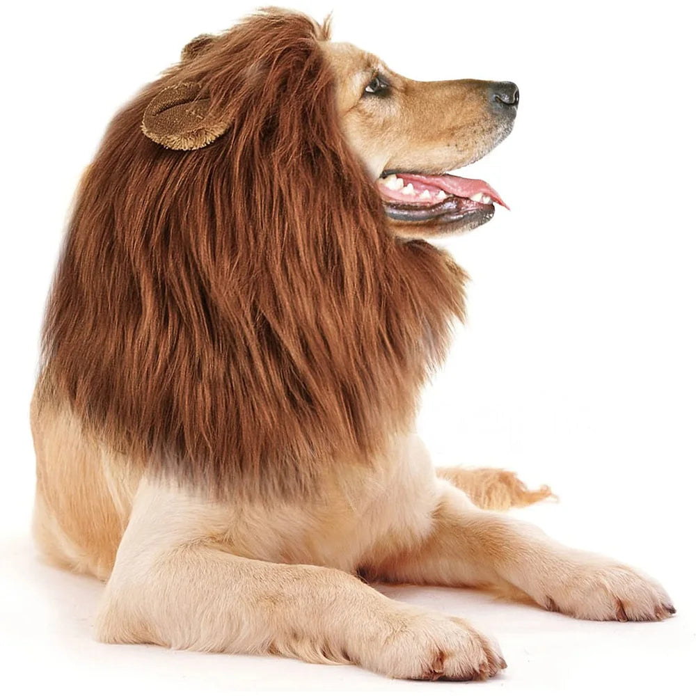 Cute Pet Dog Cosplay Clothes Lion Mane for Dog Costumes Realistic Lion Wig for Medium to Large Dogs with Ear Pet Accessories